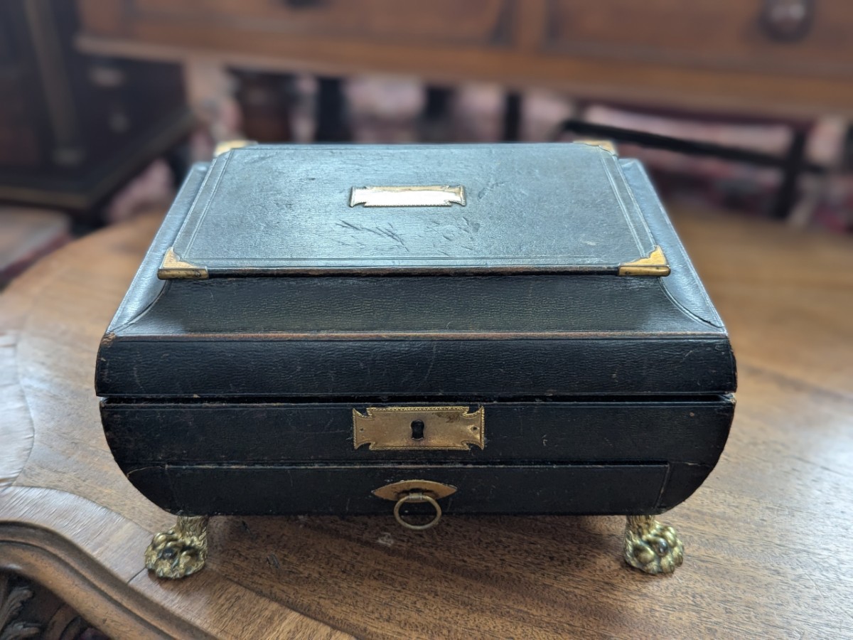 Regency Leather Bound Sewing Box